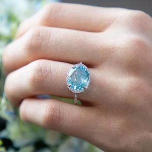 Sky Blue Cubic Zircon Ring 925
